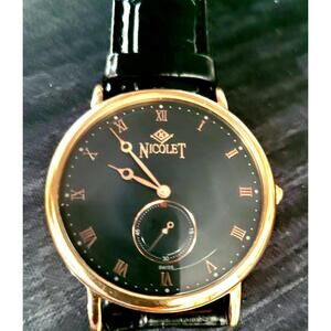 Rare Vintage Nicolet Roman Sub Second Dial Swiss Men's Watch